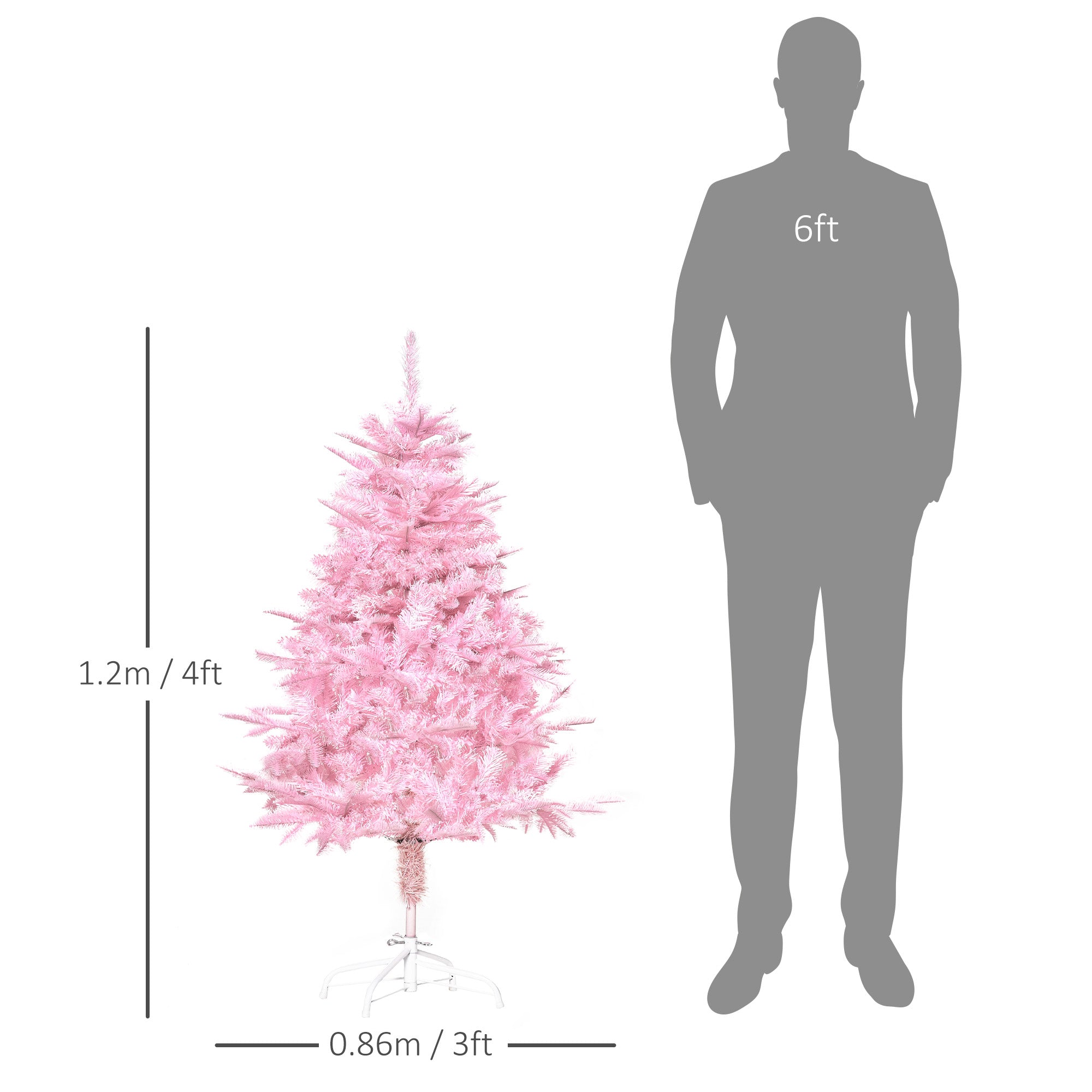 HOMCOM 4FT Pop-up Artificial Christmas Tree Holiday Xmas Holiday Tree Decoration with Automatic Open for Home Party, Pink - anydaydirect