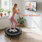 HOMCOM 40" Fitness Trampoline with Adjustable Handle, Rebounder Trampoline, Mini Jumper for Indoor Exercise Workout, Black - anydaydirect
