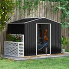 Outsunny 8 x 6ft Garden Storage Shed Double Door Ventilation Windows Sloped Roof Outdoor Equipment Tool, Grey - anydaydirect