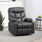 HOMCOM Manual Reclining Chair, Recliner Armchair with Swivel, Faux Leather, Footrest, Cup Holders, 86x93x102cm, Black - anydaydirect