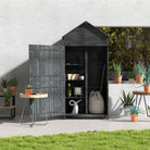 OutsunnyGarden Storage 4-Tier Wooden Garden Outdoor Shed 3 Shelves Utility Gardener Cabinet Lockable 2 Doors - Grey - anydaydirect