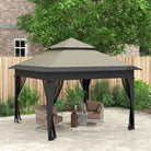 Outsunny 3 x 3(m) Pop Up Gazebo with Mosquito Netting, 1 Person Easy up Marquee Party Tent with 1-Button Push, Double Roof, Carry Bag, Sandbags, Height Adjustable Instant Shelter, Grey - anydaydirect