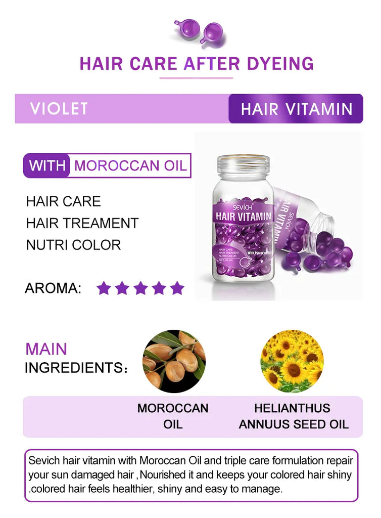 Sevich Smooth Silky Hair Vitamin Capsule Keratin Complex Oil Hair Care Repair Damaged Hair Serum Anti-Loss Moroccan Hair Oil - anydaydirect