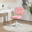 Vinsetto Vanity Office Chair, PU Leather Computer Chair for Home, with Adjustable Height, Armless, Swivel Wheels, Pink - anydaydirect