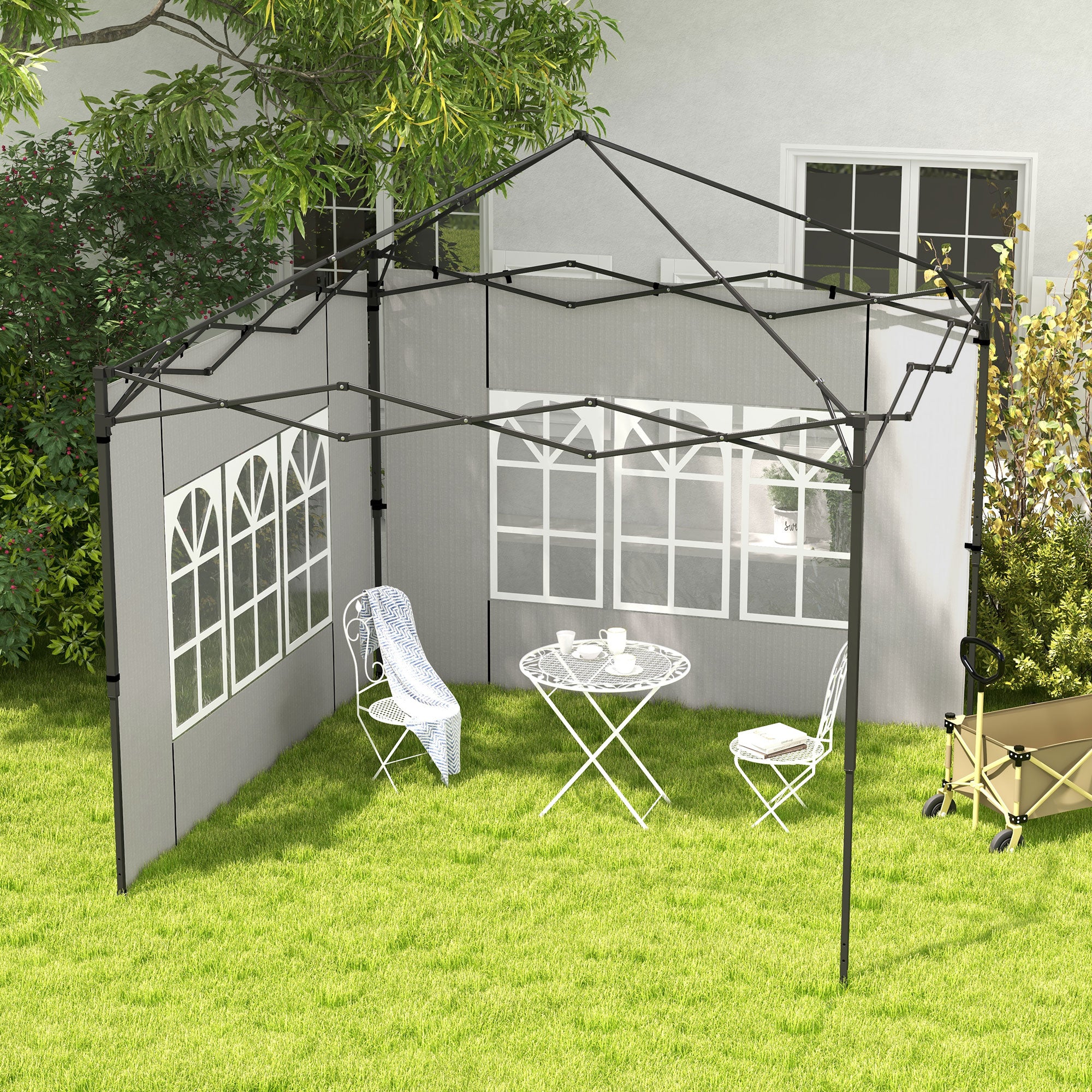 Outsunny Gazebo Side Panels, Sides Replacement with Window for 3x3(m) or 3x6m Gazebo Canopy, 2 Pack, White - anydaydirect