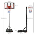 SPORTNOW Height Adjustable Basketball Hoop and Stand with Firm Backboard and Weighted Base, Portable on Wheels, Red - anydaydirect