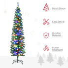 HOMCOM 6' Artificial Prelit Christmas Trees Holiday Décor with Colourful LED Lights, Pencil Shape, Steel Base - anydaydirect