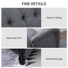 HOMCOM Recliner Armchair, Vintage Reclining Chair with Nail Head Trim, Wingback Chair with Button Tufted Back and Footrest, for Living Room, Grey - anydaydirect