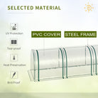 Outsunny Medium Greenhouse, Small Polytunnel Green House with Zipped Doors, Steel Frame for Garden Backyard, 395 x 100 x 80cm, Clear - anydaydirect