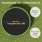 SPORTNOW Trampoline Replacement Mat with Spring Pull Tool, 54 V-Hooks, for 10ft Trampoline using 14cm Springs, Green - anydaydirect