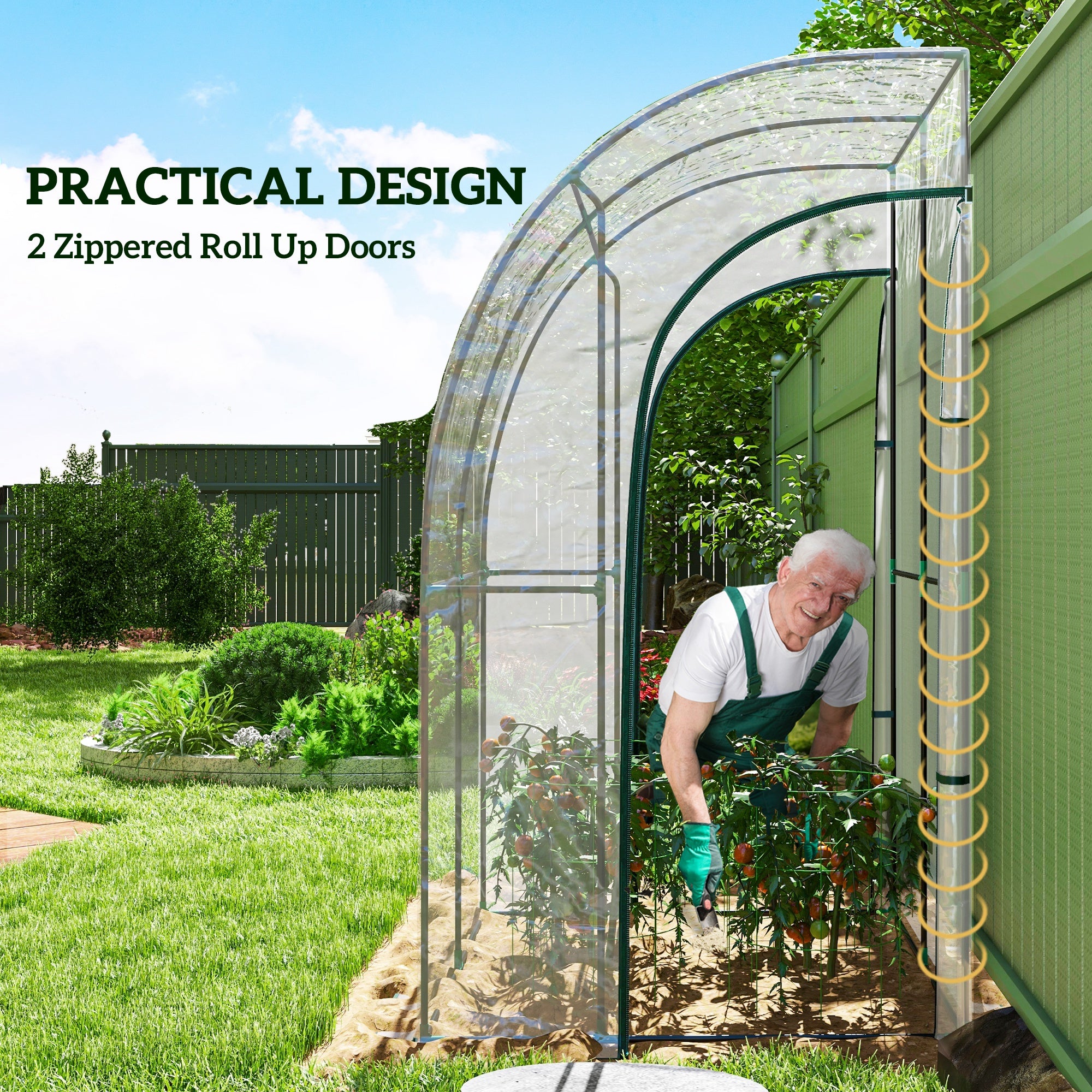 Outsunny 143cm x 118cm Walk-In Lean To Greenhouse, with Accessories - anydaydirect