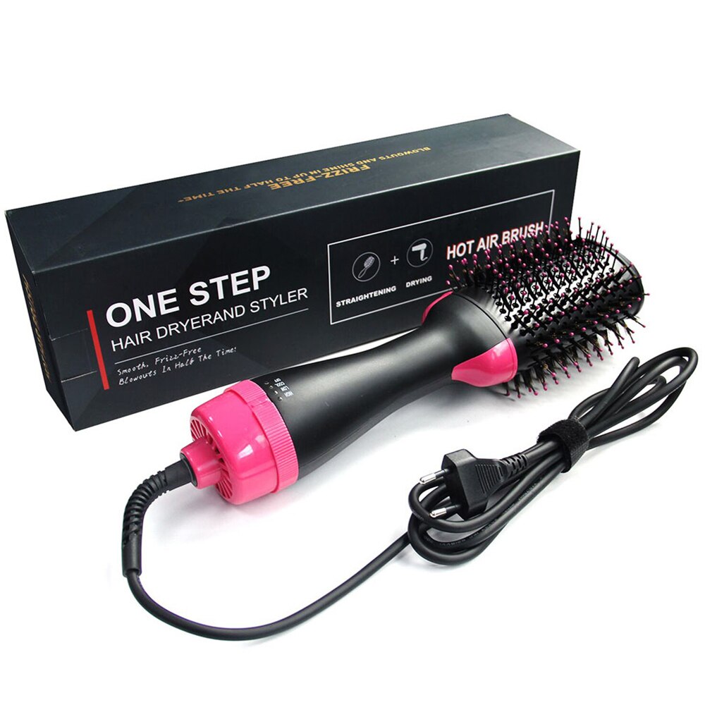 Anydaydirect 7 in 1 Hot Air Brush With 7 Head Replaceable Hair Dryer Comb One Step Blower Strong Wind Electric Straightener Roller Curler Styling Tools - anydaydirect