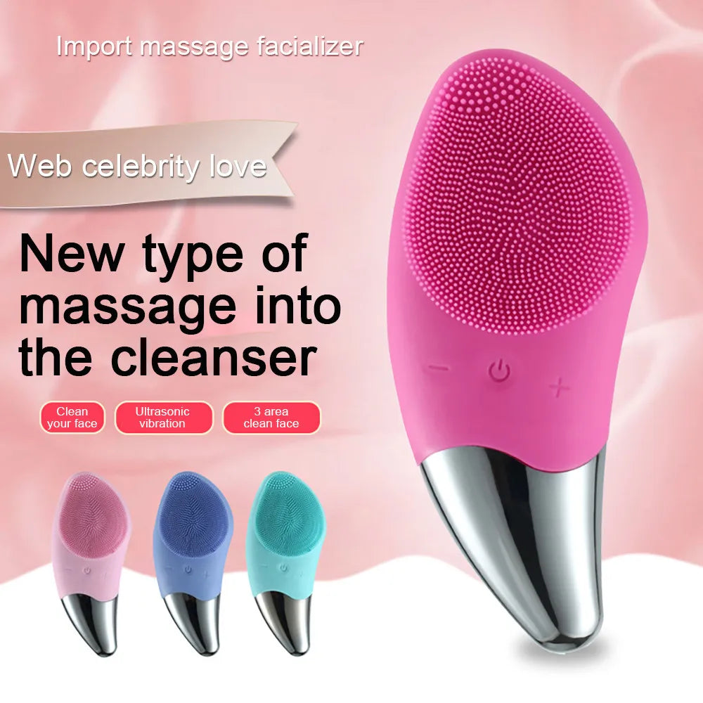 Silicone Electric Face Cleansing Brush Deep Cleaning Skincare Massager Pore Cleaning Facial Vibration Cleaning And Beauty Tool - anydaydirect