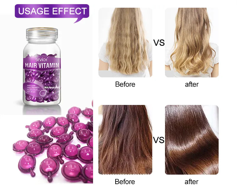 Sevich Smooth Silky Hair Vitamin Capsule Keratin Complex Oil Hair Care Repair Damaged Hair Serum Anti-Loss Moroccan Hair Oil - anydaydirect