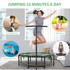 HOMCOM 48" Octagonal Mini Fitness Rebounder Trampoline Indoor Outdoor Foldable Mini Jumper with Adjustable Handle, Green - anydaydirect