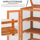 Outsunny 3-tier Wood Greenhouse Garden Polycarbonate Cold Frame Balcony Grow House w/ Storage Shelf for Plants, Flowers, Orange - anydaydirect