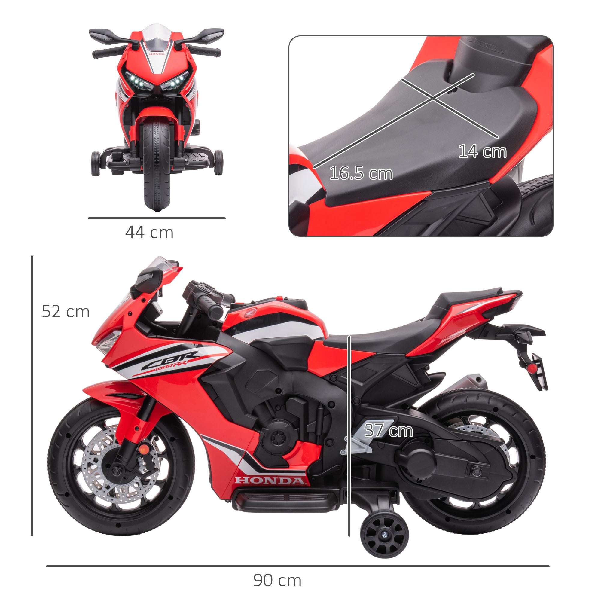 HOMCOM Electric Ride On Motorcycle with Headlights Music, 6V Battery Powered Kids Motorcycle Vehicle with Training Wheels, Play Toy Red - anydaydirect