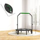 HOMCOM 40" Foldable Mini Fitness Trampoline, with Adjustable Foam Handle, Green - anydaydirect