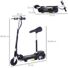 HOMCOM Outdoor Ride On Powered Scooter for kids Sporting Toy 120W Motor Bike 2 x 12V Battery - Black - anydaydirect