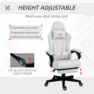 Vinsetto Computer Gaming Chair with Footrest, Video Gaming Chair for Adults with 130° Reclining Back, Desk Chair with Lumbar Support and Adjustable Height, White - anydaydirect