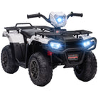 HOMCOM 12V Kids Quad Bike with Forward Reverse Functions, Electric Ride On ATV with Music, LED Headlights, for Ages 3-5 Years - White - anydaydirect