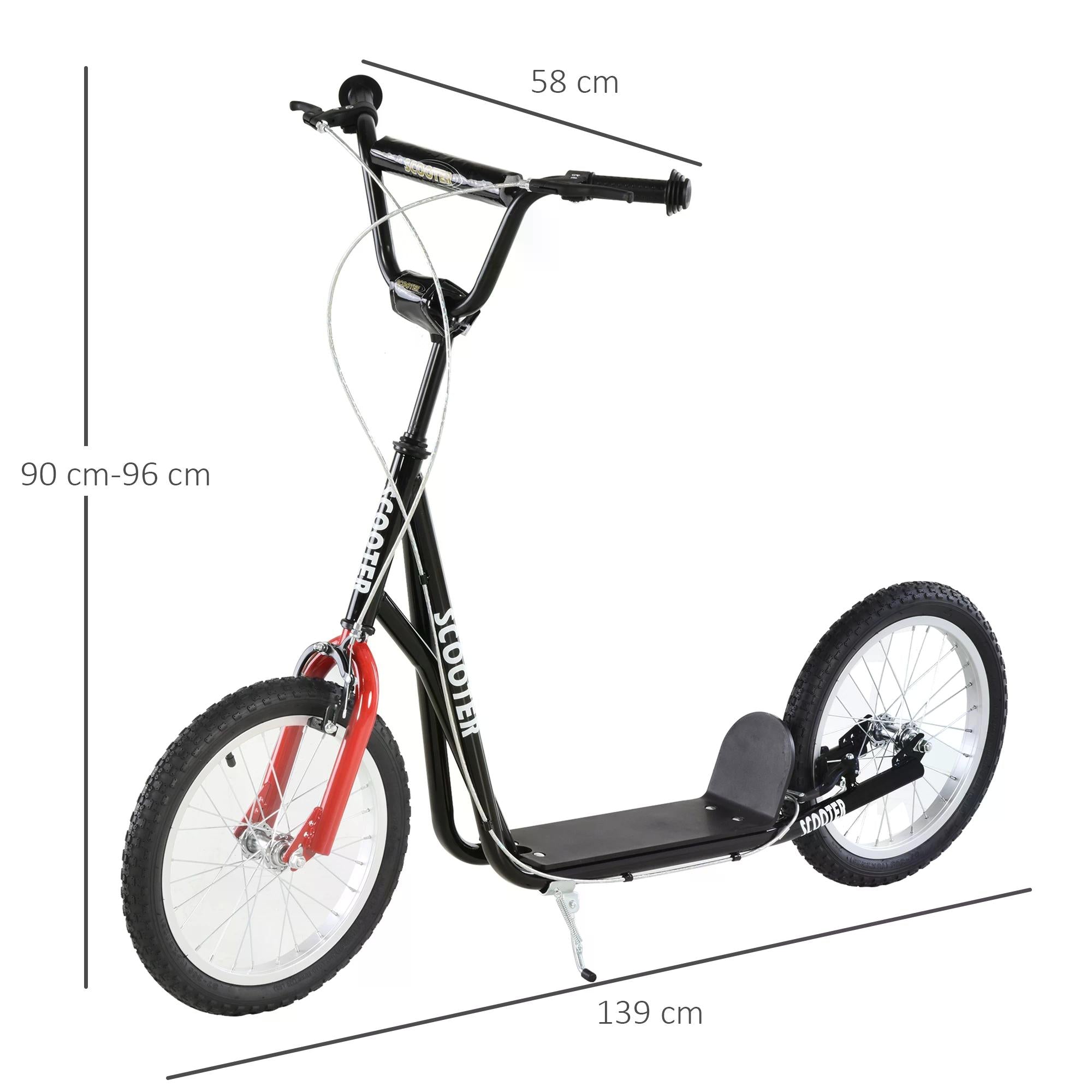 HOMCOM Kids Scooter with Height-Adjustable Handlebar, Non-Slip Deck, and Dual Brakes, for Children 5+ Years, Black - anydaydirect