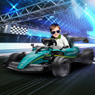 AIYAPLAY 12V Electric Go Kart, Kids Ride On Racing Kart with Shock-Absorbing Wheels, Bluetooth, Music Horn, Green - anydaydirect