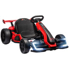 HOMCOM 24V Electric Go Kart for Kids with Adjustable Seat for 6-12 Years Old, Red - anydaydirect