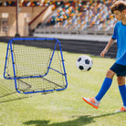 HOMCOM Double Sided Football Rebounder Net, Football Rebound Goal with Five Adjustable Angles, Blue - anydaydirect