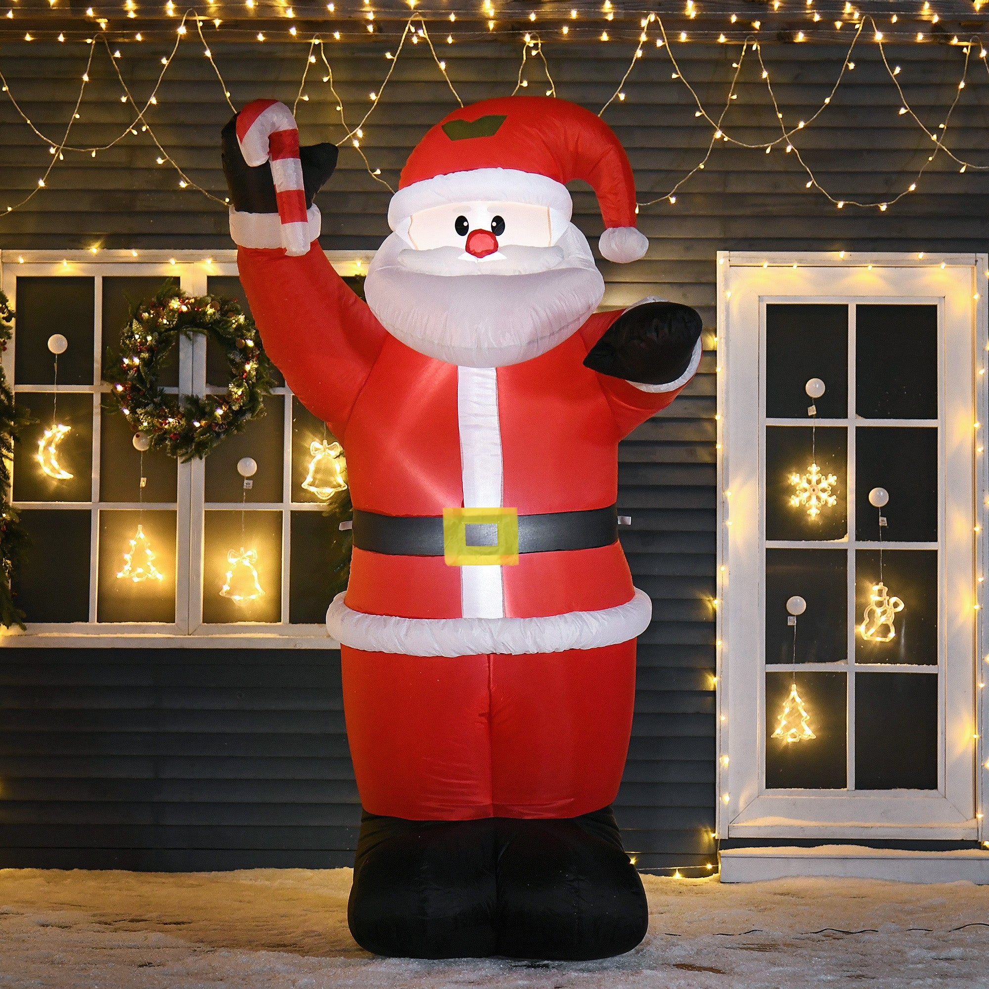 HOMCOM Inflatable Air Blown Christmas Santa Claus 240cm LED Lighted - anydaydirect