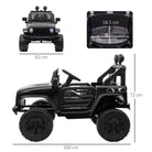 HOMCOM 12V Battery-powered 2 Motors Kids Electric Ride On Car Truck Off-road Toy with Parental Remote Control Horn Lights for 3-6 Years Old Black - anydaydirect