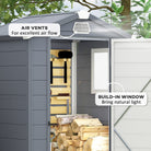 Outsunny 4 x 3ft Garden Shed with Foundation Kit, Polypropylene Outdoor Storage Tool House with Ventilation Slots and Lockable Door, Grey - anydaydirect