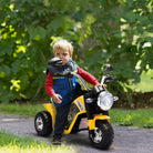 HOMCOM Kids Electric Motorcycle Ride-On Toy 3-Wheels Battery Powered Motorbike Rechargeable 6V with Horn Headlights for 18 - 36 Months Yellow - anydaydirect