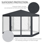 Outsunny 4M Hexagon Gazebo, Netting Party Tent, Patio Canopy Outdoor Event Shelter for Activities, Shade Resistant, Dark Grey - anydaydirect