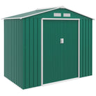 Outsunny 7ft x 4ft Lockable Garden Shed Large Patio Roofed Tool Metal Storage Building Foundation Sheds Box Outdoor Furniture, Green - anydaydirect