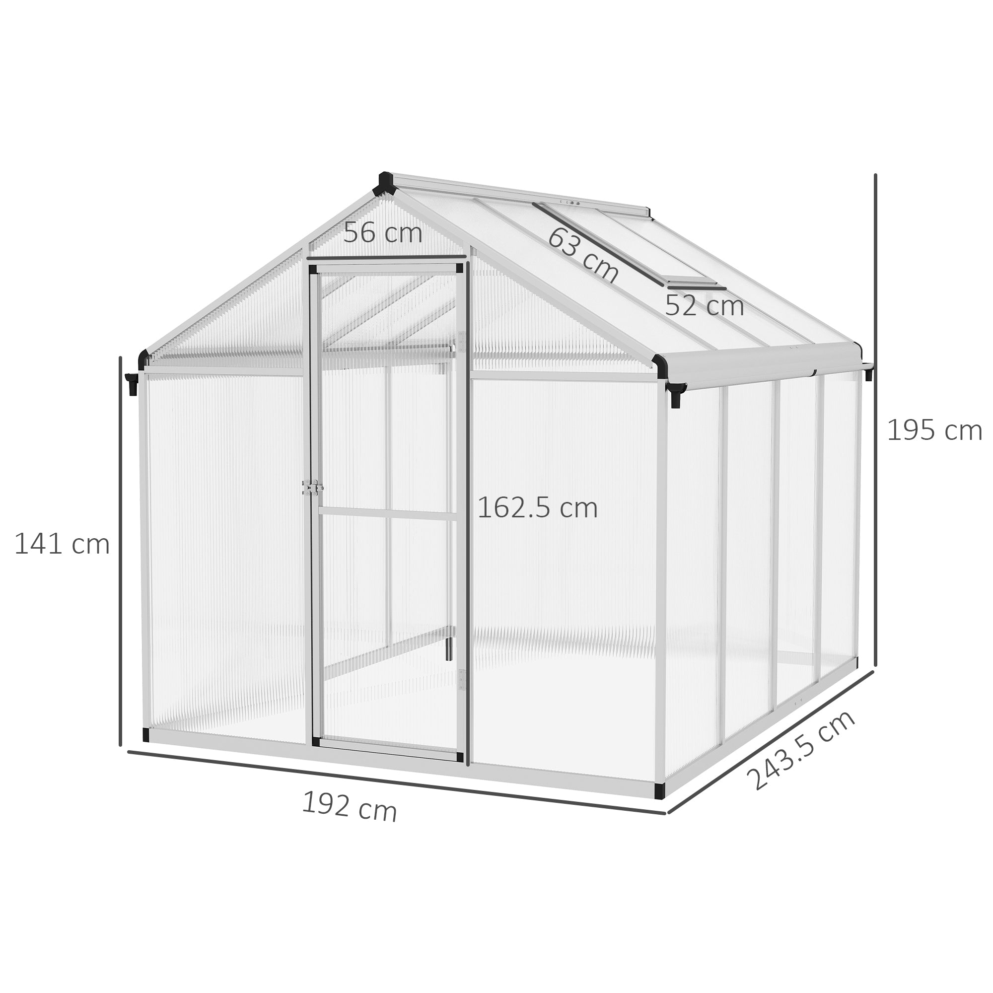 Outsunny 8 x 6ft Aluminium Frame Greenhouse, with Foundation - anydaydirect