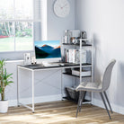 HOMCOM Computer Desk with Storage Shelves on Left or Right, Industrial Reversible Writing Desk for Home Office, Study, Easy Assembly, 120 x 64 x 121cm, Black and White - anydaydirect