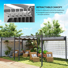 Outsunny 3 x 3(m) Garden Pergola with Retractable Roof and Magnetic Fixture, Outdoor Gazebo Pergola Kit Sun Shade Canopy, UPF30+, Grey - anydaydirect