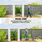Outsunny Small Greenhouse with Raised Garden Bed, Galvanised Walk-in Greenhouse with Roll Up Windows, 141 x 141 x 190 cm, White - anydaydirect