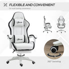Vinsetto Computer Gaming Chair, PU Leather Desk Chair with Footrest, Swivel Task Chair with 135° Reclining Back and Lumbar Support, PC Chair for Adults, White and Black - anydaydirect