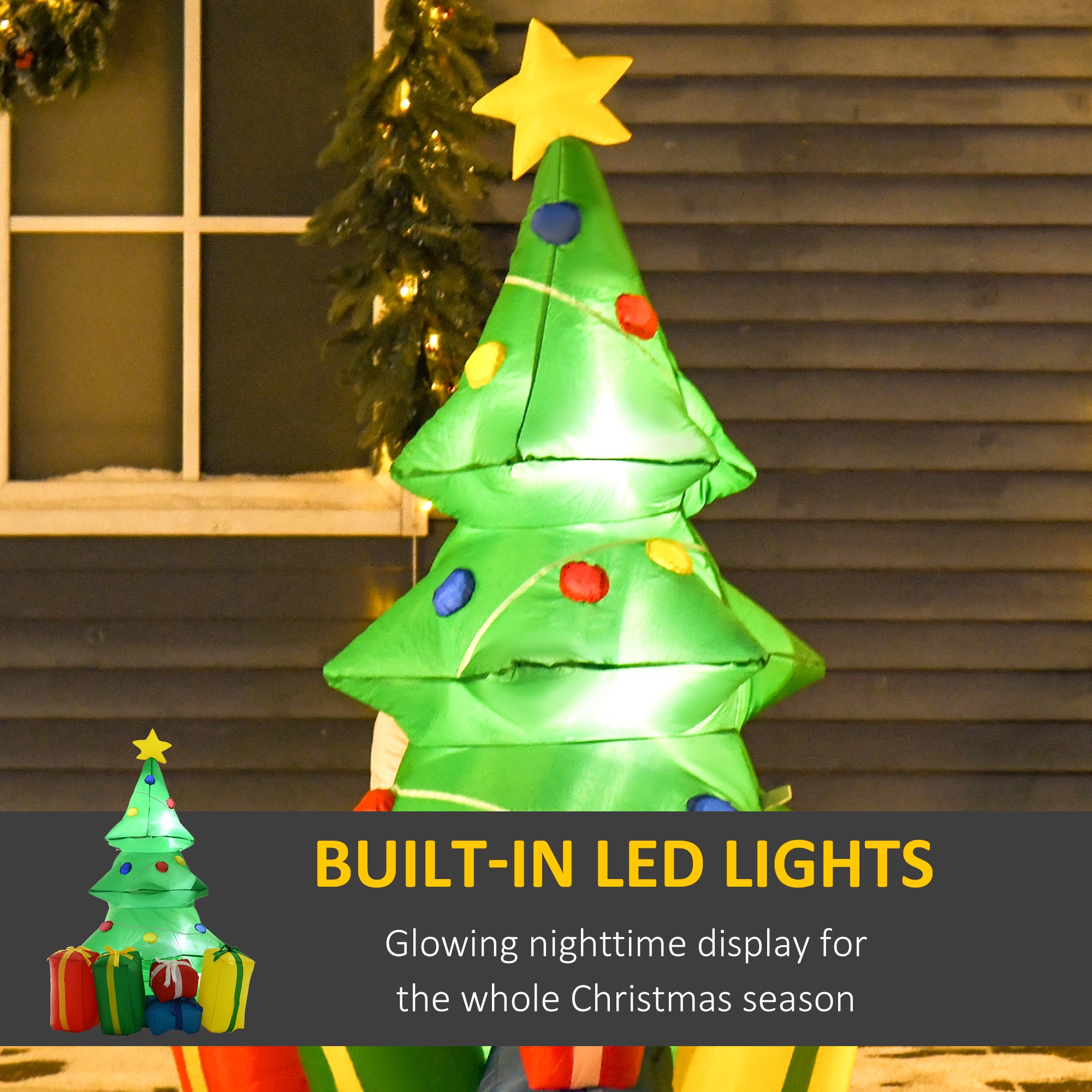 HOMCOM 1.5m Inflatable Christmas Tree W/LED lights - anydaydirect