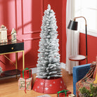 HOMCOM 5ft Artificial Pencil Christmas Tree with 263 Snow Flocked Tips, Metal Base, Realistic Xmas Tree - anydaydirect