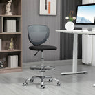 Vinsetto Drafting Chair, Swivel Office Draughtsman Chair, Mesh Standing Desk Chair with Adjustable Foot Ring, Armless, Grey - anydaydirect