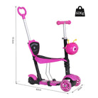 HOMCOM 5-in-1 Kids Toddler 3 Wheels Mini Kick Scooter Push Walker with Removable Seat & Back Rest for Girls and Boys Pink - anydaydirect