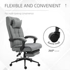 Vinsetto Office Chair with Footrest Ergonomic Office Chair with Armrests Lumber Support and Headrest Light Grey - anydaydirect