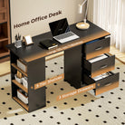 HOMCOM Computer Desk, Home Office Desk, Writing Table, PC Workstation with 3 Storage Shelves and 3 Drawers for Working, Study, 120 x 49 x 72 cm, Black - anydaydirect