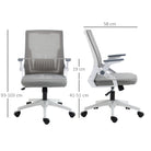Vinsetto Mesh Office Chair, Desk Chair with Lumbar Support, Flip-up Armrest, Swivel Wheels, Adjustable Height, Grey - anydaydirect