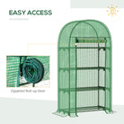Outsunny 80 x 49 x 160cm Mini Greenhouse for Outdoor, Portable Gardening Plant Green House with Storage Shelf, Roll-Up Zippered Door, Metal Frame and PE Cover, Green - anydaydirect