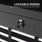 HOMCOM Steel Six Drawer Tool Storage Carry Chest, with Lock and Keys - Black - anydaydirect