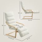 HOMCOM Curved Wooden Accent Chair, with Adjustable Footrest - Cream White - anydaydirect